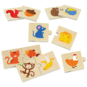 VIGA Dřevěné puzzle Nakrm Zvířátko Co jedí Zvířata Skládačka