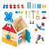 Drewniany domek z narzędziami zestaw majsterkowicza młotek śrubki 32 elementy ECOTOYS