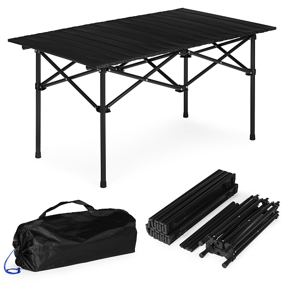 Skládací turistický stůl 95x55 cm kempingový s taškou černý MultiGarden