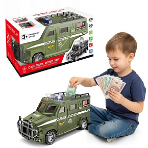 Lebula skarbonka sejf auto ciężarówka ternowa swat światło dźwięk banknoty
