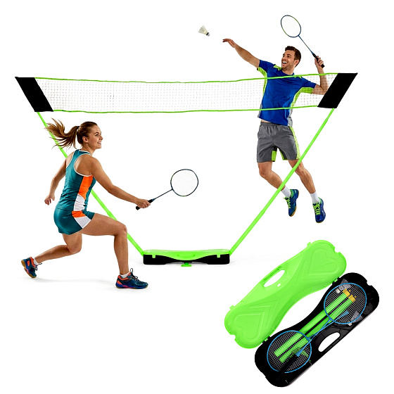 Sada na badminton 300x156 cm skládací síťka rakety košíčky kufřík MOVEPRO