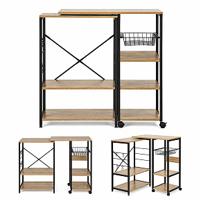 Regał kuchenny wyspa kuchenna z obrotowym blatem półki koszyk haczyki loft ModernHome Regał kuchenny wyspa kuchenna z obrotowym blatem półki koszyk haczyki loft ModernHome