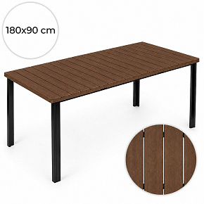Velký zahradní stůl pro 8 osob 180x90 cm na terasu zahradu hnědá deska MultiGarden