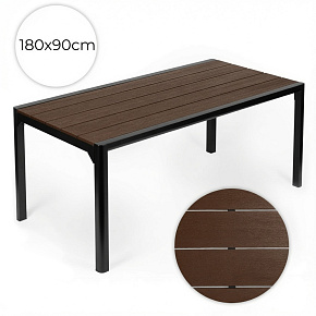 Velký zahradní stůl pro 8 osob 180x90 cm na terasu zahradu hnědá deska MultiGarden