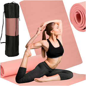 Podložka na cvičení jógy gymnastická tréninková fitness karimatka silná 1,5 cm růžová + obal