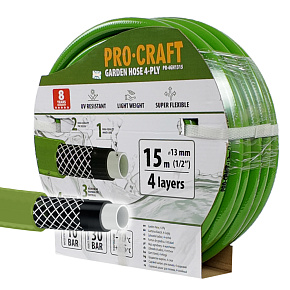 Zelená zahradní hadice Procraft PR-4GH1315 4 vrstvy, 1/2" 15 m Zelená zahradní hadice Procraft PR-4GH1315 4 vrstvy, 1/2" 15 m