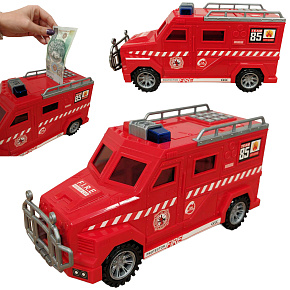 Lebula skarbonka na monety banknoty świnka prezent na pieniądze otwierana interaktywna auto straż pożarna