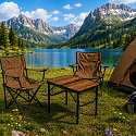 Turistický stůl 60x40 cm kempingový skládací do kufříku postaršený dub MultiGarden