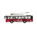 Autobus/trolejbus plast 28cm na setrvačník na bat. se světlem se zvukem v krabici 32x17x11cm
