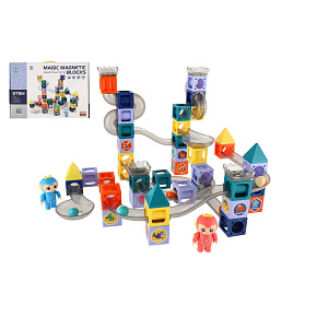 Kuličková dráha magnetická s figurkami plast 102ks v krabici 49x35x9cm Kuličková dráha magnetická s figurkami plast 102ks v krabici 49x35x9cm