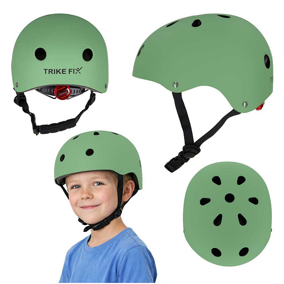 Dětská cyklistická helma Trike Fix dětská nastavitelná LED S 48-54cm tmavě zelená