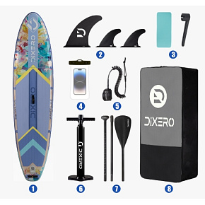 Lebula sup deska pompowana do pływania paddle stand up zestaw 335cm fioletowa w kwiaty