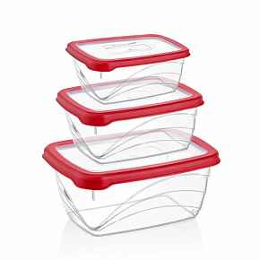 Herzberg HG-L772: 3dílná sada extra BPA-free hlubokých úložných boxů na potraviny (slonová kost)