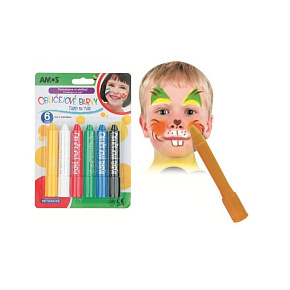 Barvy obličejové v tužce 6ks na kartě 14x20cm karneval Barvy obličejové v tužce 6ks na kartě 14x20cm karneval