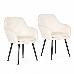 Zestaw 2x krzesło tapicerowane welurowe nowoczesne do jadalni salonu kremowe ModernHome Zestaw 2x krzesło tapicerowane welurowe nowoczesne do jadalni salonu kremowe ModernHome