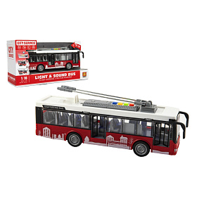 Autobus/trolejbus plast 28cm na setrvačník na bat. se světlem se zvukem v krabici 32x17x11cm Autobus/trolejbus plast 28cm na setrvačník na bat. se světlem se zvukem v krabici 32x17x11cm