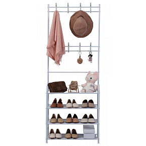 Herzberg HG-03367: Věšák do předsíně se 4 úrovněmi a organizérem na boty - 60 x 153 cm