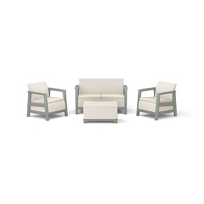 Scandi Linea set s 2-místnou pohovkou Pebble šedá / Soft béžová / podušky Oat