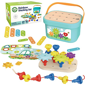 WOOPIE GREEN Konstrukční MOTORICKÝ BOX Montessori 12v1 FSC