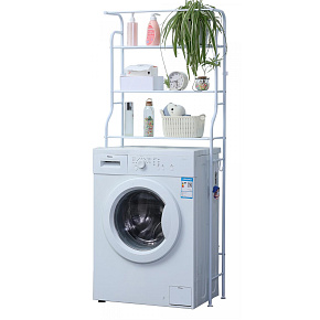 Herzberg HG-03572: 3-Tier Washing Machine and Bathroom Storage Shelf with Towel Hanger - White
