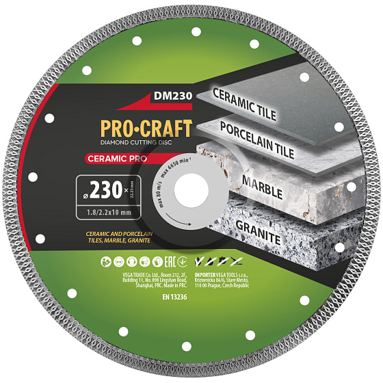 Diamantový řezný kotouč Ceramic PRO Procraft DM230