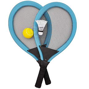 WOOPIE Velké Rakety na Tenis Badminton pro Děti Sada + Míček Košíček