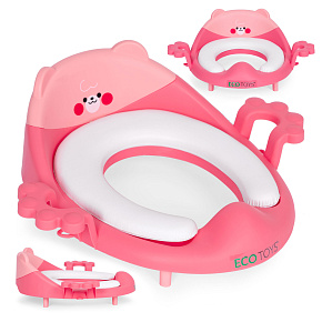 Nástavec na toaletu pro děti s úchyty měkký polštář růžový ECOTOYS