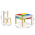 Dřevěný nábytek pro děti sada stůl + 2 židle ECOTOYS