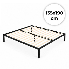 Łóżko metalowe 135x190 cm ze stelażem minimalistyczna czarna rama ModernHome Łóżko metalowe 135x190 cm ze stelażem minimalistyczna czarna rama ModernHome