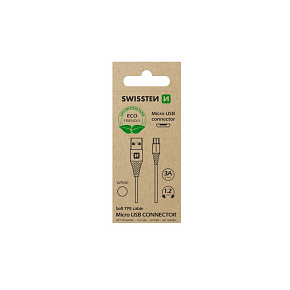 Datový kabel USB / micro USB 1,2 m, bílý (ECO BALENÍ)