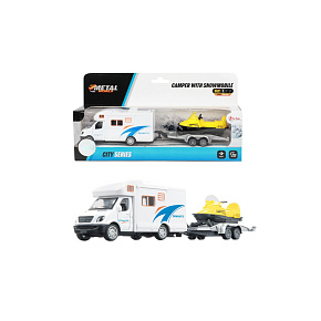 Auto obytné se sněžným skútrem kov/plast 22cm na zpětné natažení v krabičce 24x12x6cm Auto obytné se sněžným skútrem kov/plast 22cm na zpětné natažení v krabičce 24x12x6cm