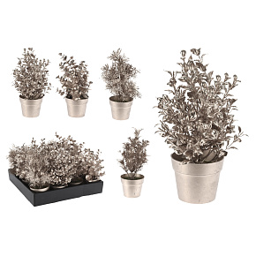 Květina v květináči - 22 cm, šampaňská, 4 varianty, 1ks
