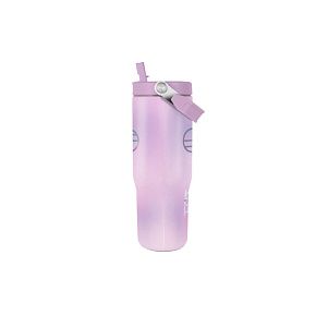 Hrnek cestovní s uchem s brčkem 850ml K-pop Demon Hunters/Lovkyně démonů kov/plast 24cm v sáčku