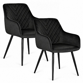 Zestaw 2x krzesło tapicerowane welurowe nowoczesne do jadalni salonu czarne ModernHome Zestaw 2x krzesło tapicerowane welurowe nowoczesne do jadalni salonu czarne ModernHome