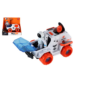Auto vesmírné s astronautem plast 9x13cm na setrvačník v krabici