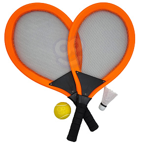 WOOPIE Velké Rakety na Tenis Badminton pro Děti Sada + Míček Košíček