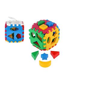 Vkládačka kostka plast 12x12cm v síťce 12m+ Vkládačka kostka plast 12x12cm v síťce 12m+