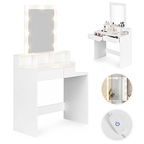 Kosmetický toaletní stolek se zrcadlem a LED osvětlením 3 barvy nastavení jasu ModernHome