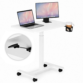 Mobilne biurko 70x48 cm stolik pod laptopa regulacja wysokości 71,5-112 cm białe ModernHome Mobilne biurko 70x48 cm stolik pod laptopa regulacja wysokości 71,5-112 cm białe ModernHome
