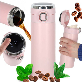 Termohrnek s náustkem termoska LED 350ml růžová
