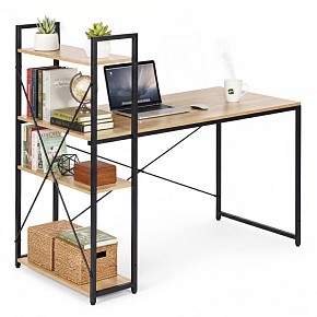 Biurko komputerowe szkolne 120x60 cm regał z 3 półkami loft jasny dąb ModernHome