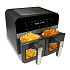 Comfy Nest CN-AFD45WB: 2400W Black Double Basket Digital Air Fryer w/ Window - 9L