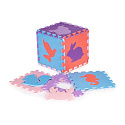 Velká pěnová vzdělávací podložka puzzle skládací pro děti a kojence fialová