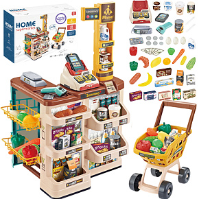 WOOPIE Sklep Supermarket z Wózkiem Waga Kasa Skaner + 48 Akc. WOOPIE Sklep Supermarket z Wózkiem Waga Kasa Skaner + 48 Akc.