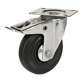 Zestaw jezdny z kołem czarnym 125mm/125kg, płyta obrotowa z hamulcem Zestaw jezdny z kołem czarnym 125mm/125kg, płyta obrotowa z hamulcem