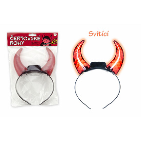 Rohy čertovské svítící plast 15cm na baterie v sáčku karneval Rohy čertovské svítící plast 15cm na baterie v sáčku karneval