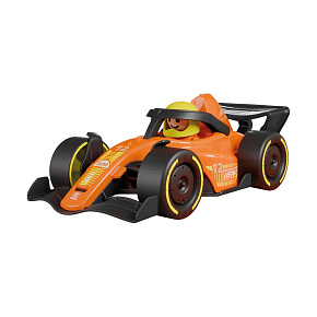 Závodní vůz formule 21cm s figurkou oranžová v krabici 22x10,5x11cm 24m+