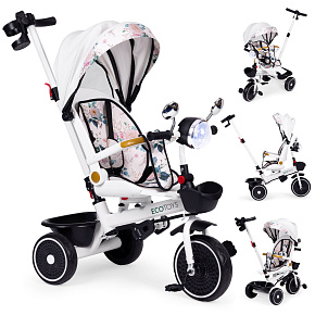 Tříkolka pro děti kočárek otočné sedátko tlačná rukojeť stříška ECOTOYS