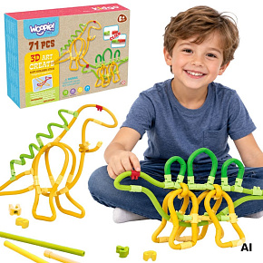 WOOPIE Twist Art Klocki Słomki Konstrukcyjne 3D Zestaw Dinozaury 71 el.
