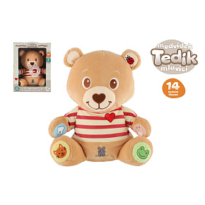 Medvěd Tedík česky mluvící plyš 22x25cm na baterie v krabici 12m+